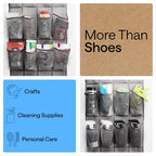 Over the Door Shoe Organizer (Grey / 24 Extra Large Pockets/4 Hooks)