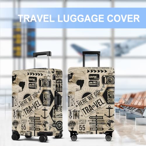Luggage Cover Washable Suitcase Protector Anti (Travel Collage / S(fits 20-22inch suitcase))