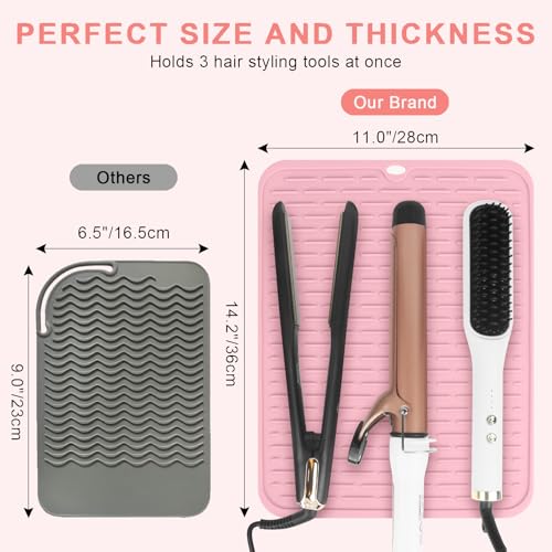 Oversize Silicone Heat Resistant Mat for Hair Tools (Pink)
