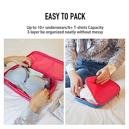 BeeNesting Mini Travel Compression Packing Cubes for Underwear Swimwear (Black Red / 1-Piece Set (4 L))