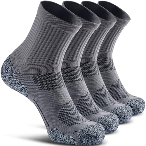 Unisex Cushioned Compression Sport Quarter Socks (X-Large / 4-pairs Grey)