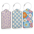 Retro Cream Daisies PU Leather Luggage Tags for Suitcase (Retro Cream Daisies)