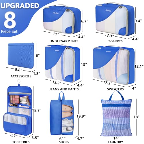 Packing Cubes for Travel (12 Blue)