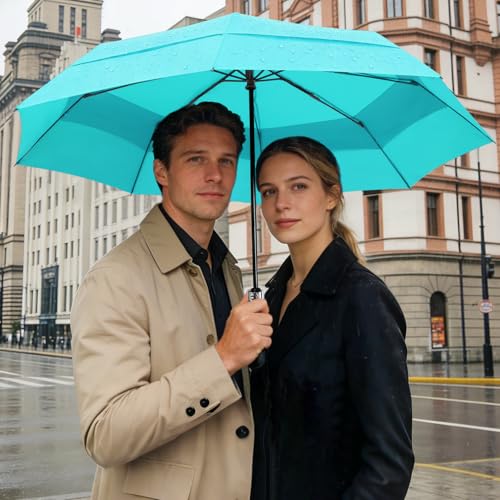 Big Umbrella Foldable Portable 54 Inch Windproof Auto Open for Women (11.Lake Green)
