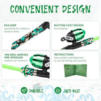 Kids Fishing Pole with Reel Beginner Kit for Boys Girls Ages 3 (Blue+Green)