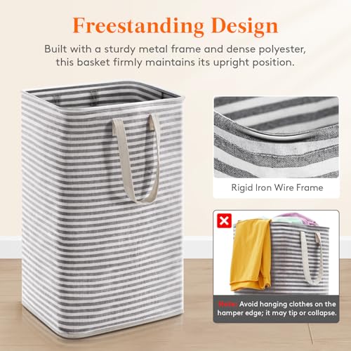 75L Large Collapsible Laundry Basket with Extended Handles (Black / 75L)