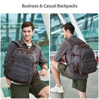Travel Laptop Backpack 17.3 inch XL Computer Backpack for Men Waxed Canvas College Daypack Business Backpack Black Gray (Black Gray)