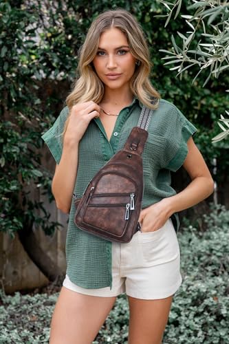 7L Crossboydy Sling Bag for Women Vegan Leather Crossbody Purse Fanny Pack Chest Bag for Travel (7L / 7l-coffee)