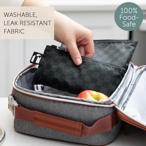 Roamio Reusable Snack Bags (C1 Black Check & Off White-Sm)