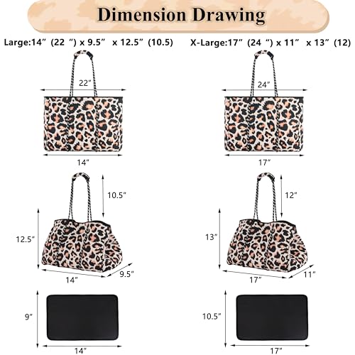Neoprene Multipurpose Beach Bag Tote Bag (Leopard / X-Large)