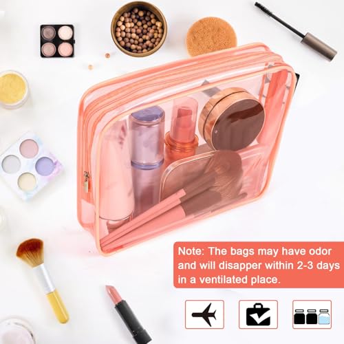 Clear Makeup Bags (Peach-6PCS (Large+Medium+Small))