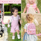 Toddler Backpack Leash with Anti Lost Wrist Link (Pink/Unicorn, Pink Link)