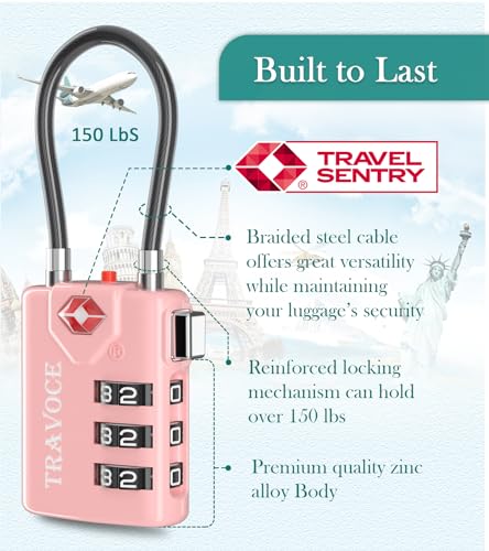 TSA Approved Luggage Locks (1.4*0.72*3.54 in / Pink 2 Pack)