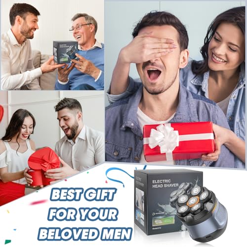 6D Electric Head Shaver for Men (Grayish Blue)