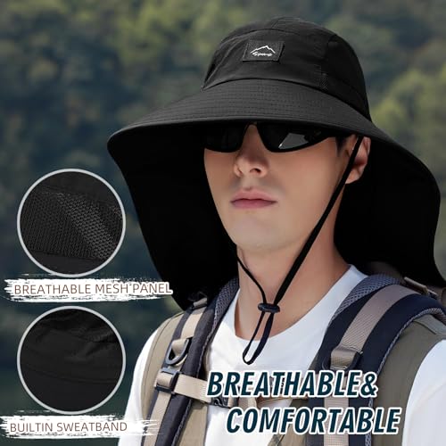 Outdoor Sun Hat for Men Women (1pack-black/Arm Sleeves)