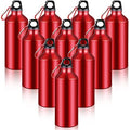 10 Pcs Aluminum Water Bottle 20 oz Reusable Bottles Lightweight Leak Proof Aluminum Sports Travel Bottles with Twist Cap Buckle for Gym (Red)