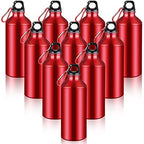 10 Pcs Aluminum Water Bottle 20 oz Reusable Bottles Lightweight Leak Proof Aluminum Sports Travel Bottles with Twist Cap Buckle for Gym (Red)