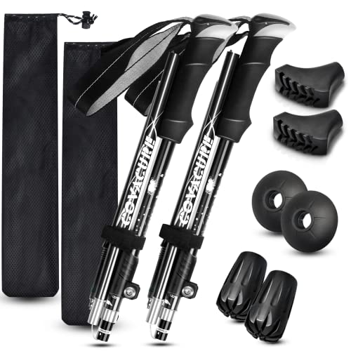 Hiking Poles Collapsible Trekking Poles (Black Long(110-130cm))