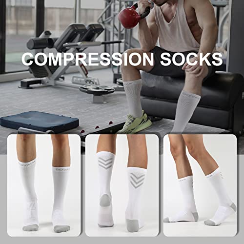 Dri tech Compression Crew Socks 15 (Small-Medium / White (4 Pairs))