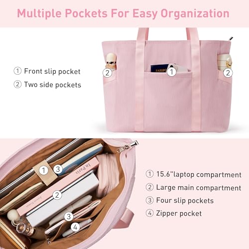 Tote Bag for Women (L-pink-fits 15.6" Laptop)