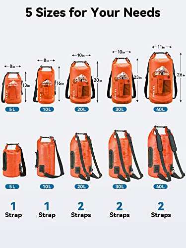 Dry Bag Waterproof Backpack with Phone Case (Orange / 40L)