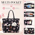 Large Beach Bag for Women (Black Pink)