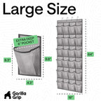 Over the Door Shoe Organizer (Grey / 24 Extra Large Pockets/4 Hooks)