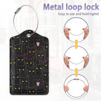 2Pcs Luggage Tag for Suitcase Black Cat Cute Suitcase Tag with Privacy Flap & Name ID Label & Metal Loop (Cute Black Cat)