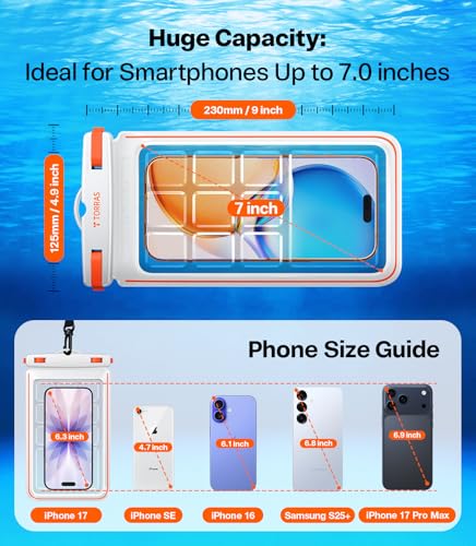 IPX8 Waterproof Phone Pouch Floating (7.0 inch / 2 Pack-Black & White)