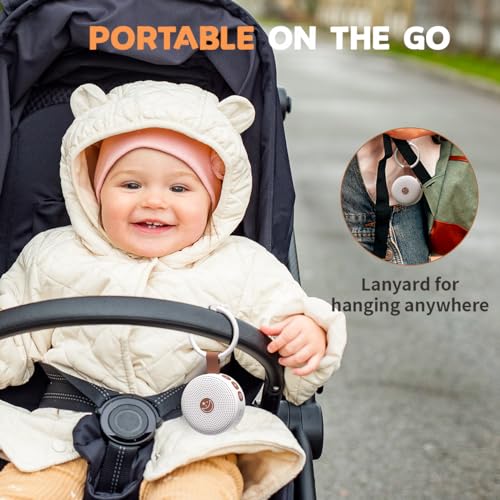 Portable Sound Machine Mini White Noise Machine Baby Shushing Brown Noise Machine with 30 Soothing Sounds for Kids Adults Dogs Auto (White / Sound Machine)