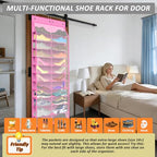24 Pair Over Door Shoe Organizer for Family & Kids (12-Tier / 24 Rose Quartz)