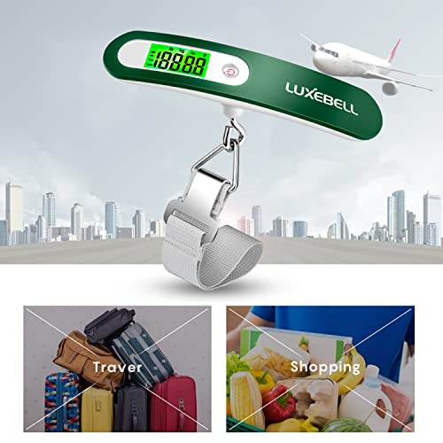 Digital Luggage Scale Vacation Travel Essentials Accessories Gifts for Traveler Portable Suitcase Handheld Weight Scale 110 lbs Hanging Baggage Travel Must Haves (Green)