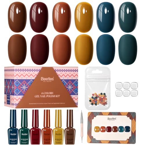 Beetles Fall Gel Nail Polish Set (A - Brown Red Green | Vintage Wilds)