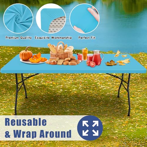 2 Pack Rectangle Spandex Fitted Table Cloth (Blue Mist / 48" x 30" (Rectangular))