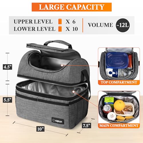 Insulated Lunch Bag for Men Women (Heather Gray)