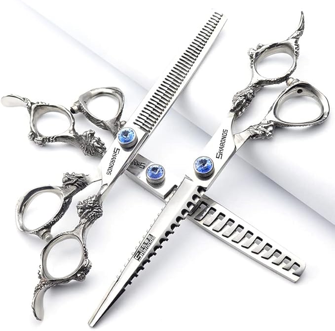 6/7/8/9 Inches Professional Hairdressing Scissors Set,Stainless Steel Hairdressing Scissors for Women & Men… (7 inch 3PC)