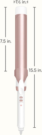 Conair Double Ceramic 1 ½-Inch Long Barrel Curling Iron, 1 ½-Inch Barrel Creates Soft Waves, Hair Waver for Use on Medium & Long Hair, White/Rose Gold