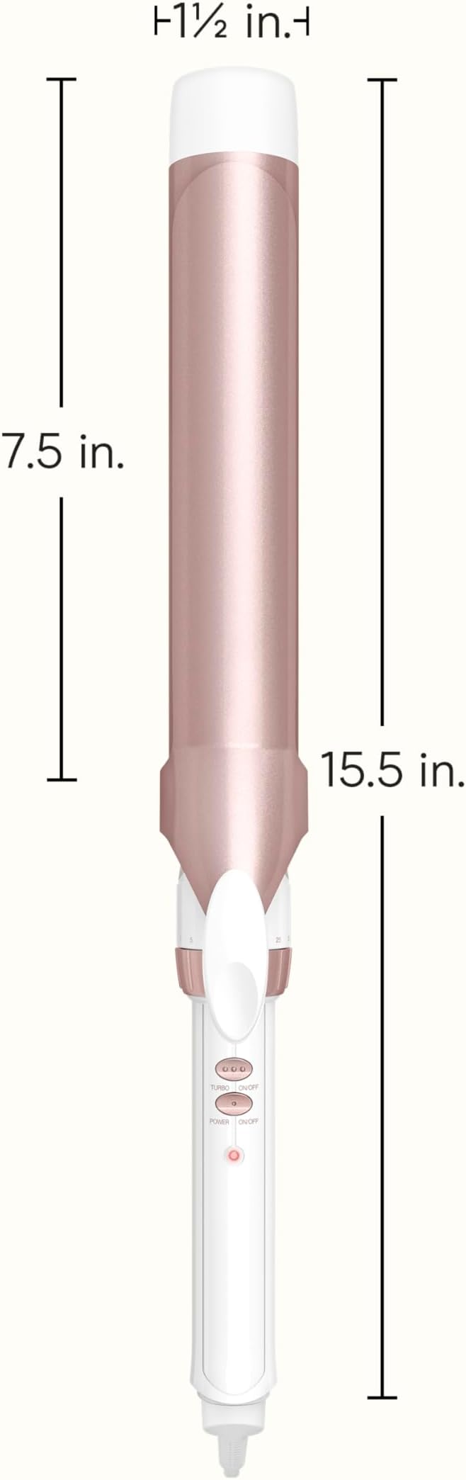 Conair Double Ceramic 1 ½-Inch Long Barrel Curling Iron, 1 ½-Inch Barrel Creates Soft Waves, Hair Waver for Use on Medium & Long Hair, White/Rose Gold