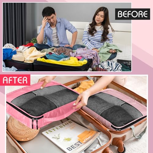 Packing Cubes for Suitcase Large Organizer Bags (Pink / Small)