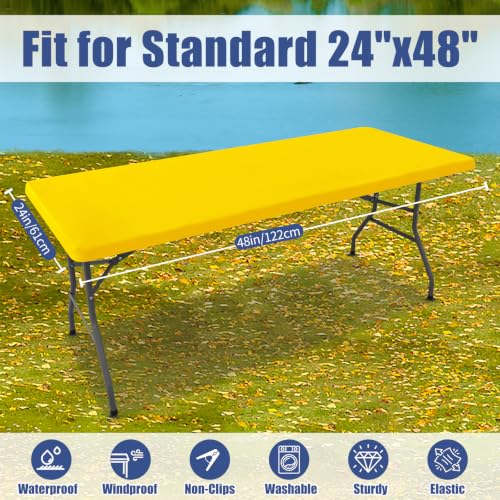 2 Pack Rectangle Spandex Fitted Table Cloth (Yellow / 48" x 24" (Rectangular))