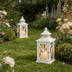 Lantern Decorative Indoor & Outdoor (White / 14.8'' / 2 Pc)