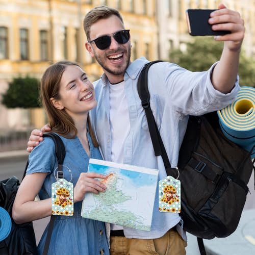 2 Pcs Highland Cow Luggage Tags for Suitcase (Highland Cow-blue)