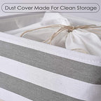Jumbo Storage Bins Baskets (Grey&White Stripes / 3PCS/Extra Jumbo - 20.5Lx15.7Wx13.8H)