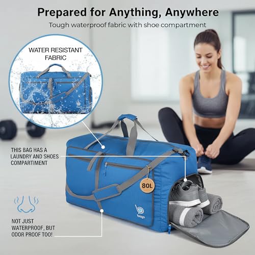 Travel Duffle Bag for Women & Men. Duffel Bag for Traveling & Camping (80L / SnowDepBlue)