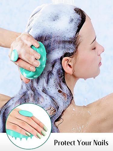 2 Pack Scalp Massager Hair Growth Scrubber for Dandruff Removal (01- Black & Green)