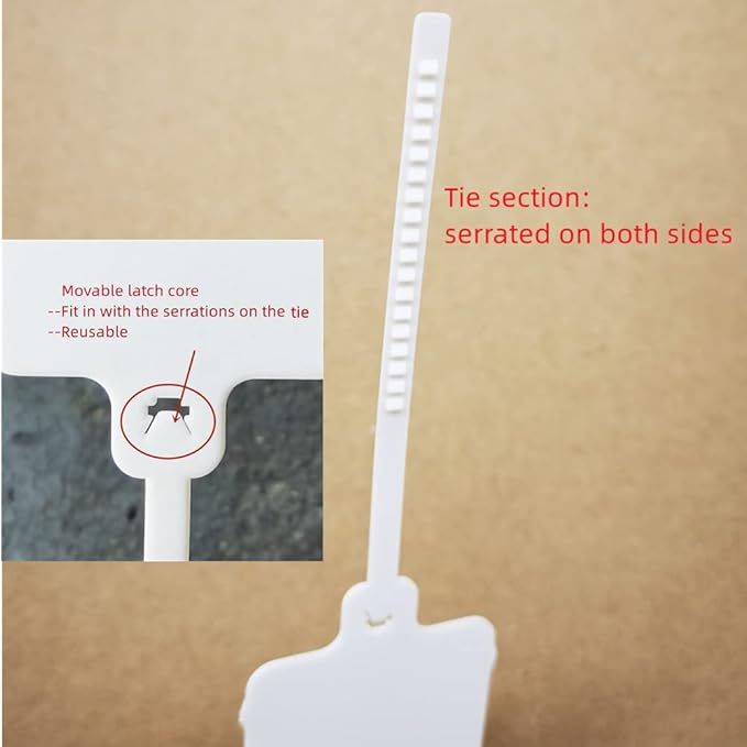100pcs Reusable Blank Plastic Tags Ties Key Tags 1.45"*2.48" Serrated Tension - Image 4
