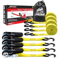 4 PK Ratchet Tie Down Straps (4PK-1Inch / Yellow)
