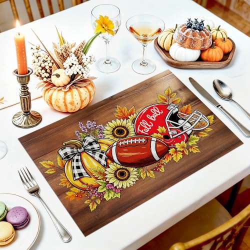 Fall Football Placemats Set of 6 (Football Pumpkin)