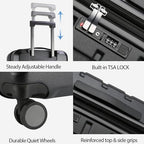 Hardside Expandable Carry On Luggage with Spinner Wheels & Built (Black)