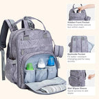 Diaper Bag Backpack (Gray Swirls)